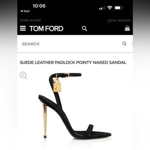 TomFord Suede Gold Padlock Open Toe Stilettos